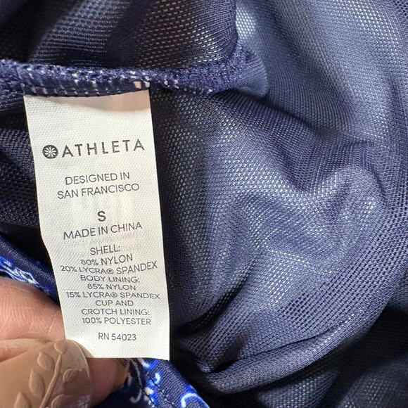 Athleta Tangier Keyhole Cutout Blue Tile Peep 1 Piece Swimsuit Small - Picture 7 of 7